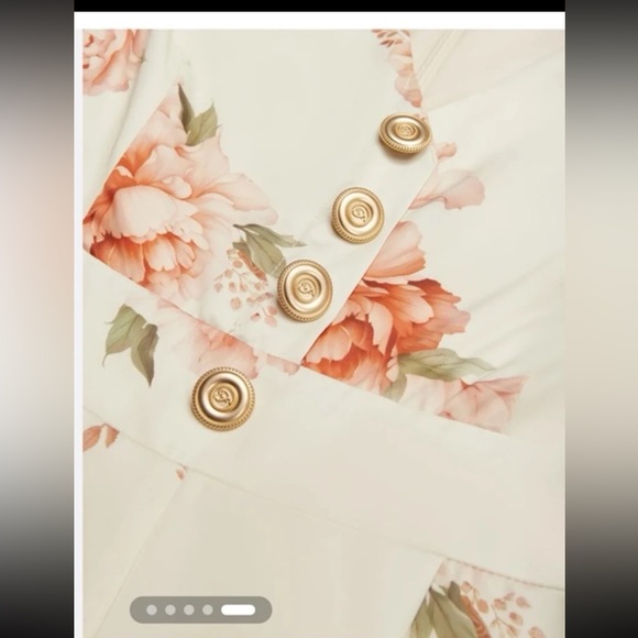 NWT Fehaute Yellow Floral Buckle Regular Fit Jumpsuit With Pockets size 8 - Picture 7 of 12